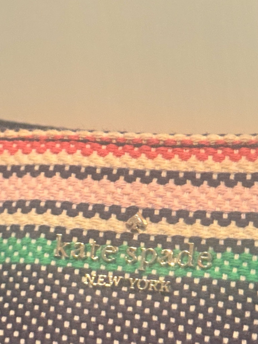 kate spade Navy Tote with Yellow, Pink & Green Stripes - Picture 8 of 8